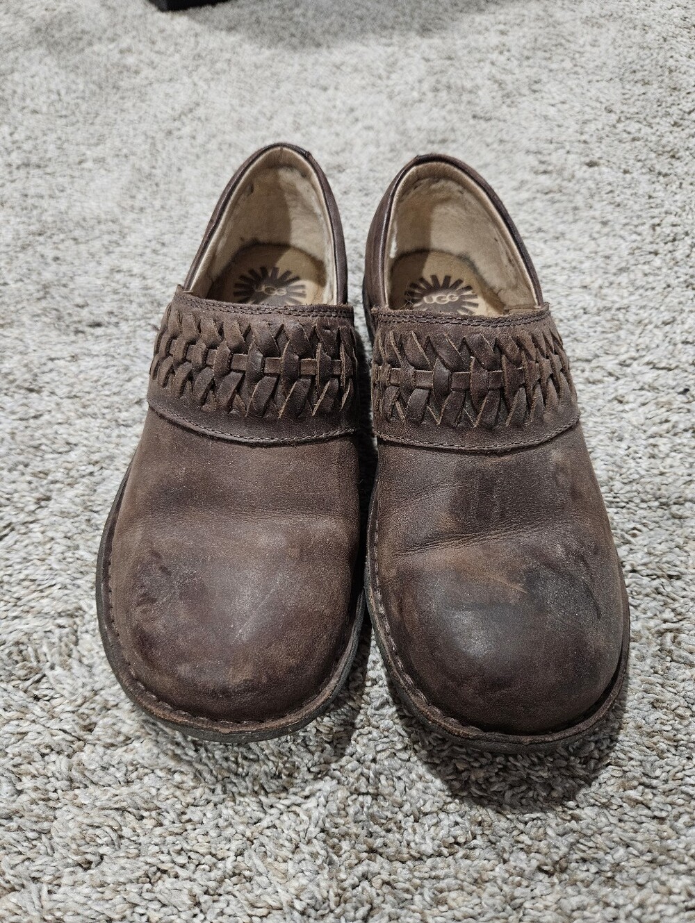 UGG Womens Brown Woven Slip-On Moccasins
